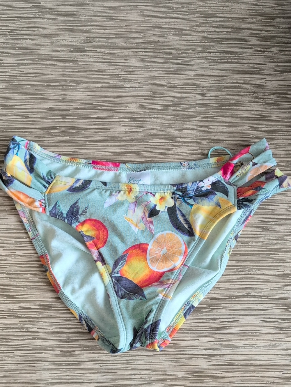 NWT Kona Sol Floral Citrus Bikini Hipster Bottom - Green Small